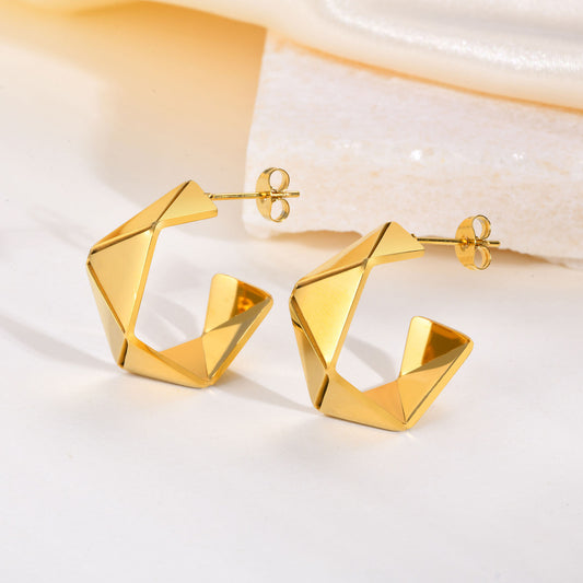 Women's Stainless Steel Irregular Shaped Three-dimensional Metal Titanium Earrings