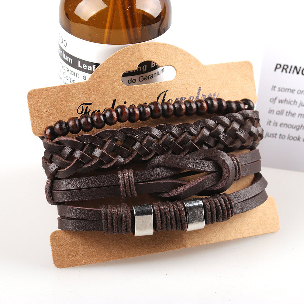 Women's & Men's Ornament Simple Hand Woven Rope Leather Bracelets