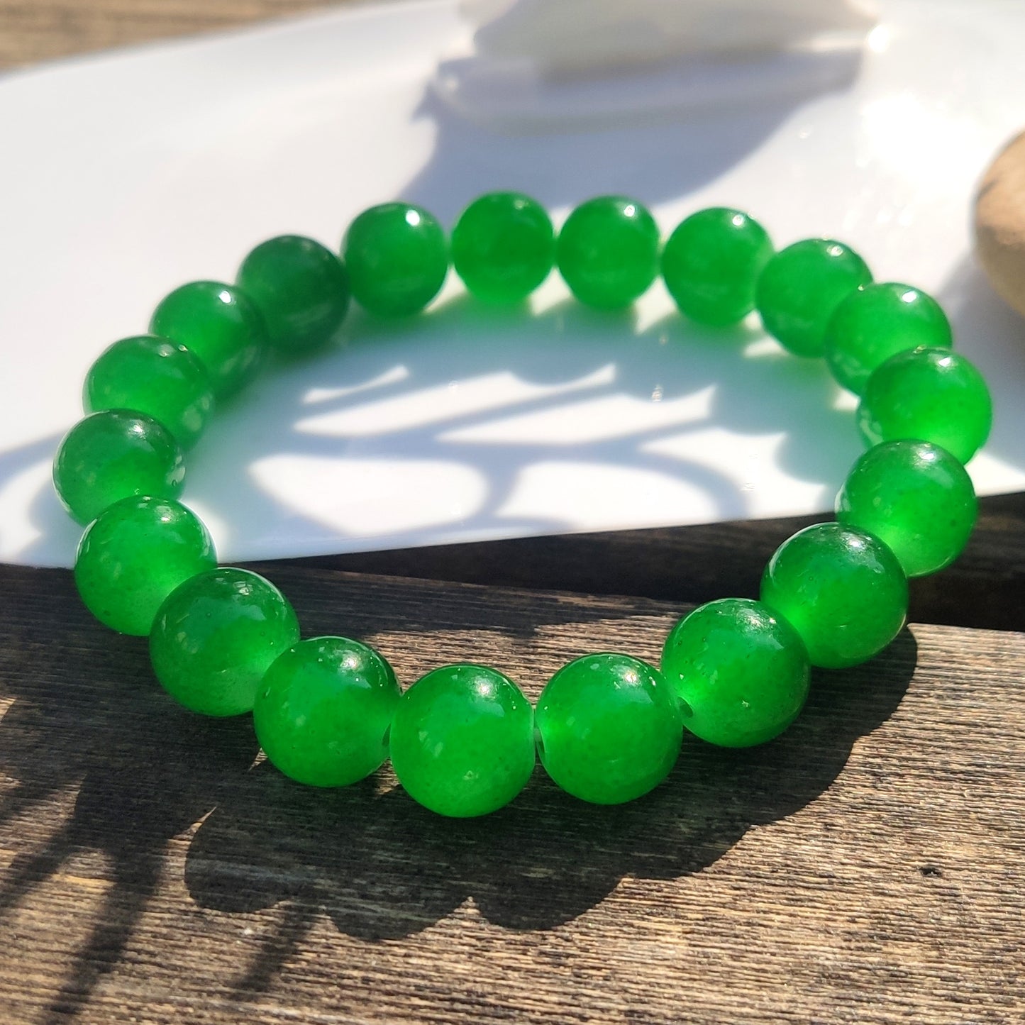 Women's High Ice Green Chalcedony Round Beads Imitation Jade Light Luxury Bracelets