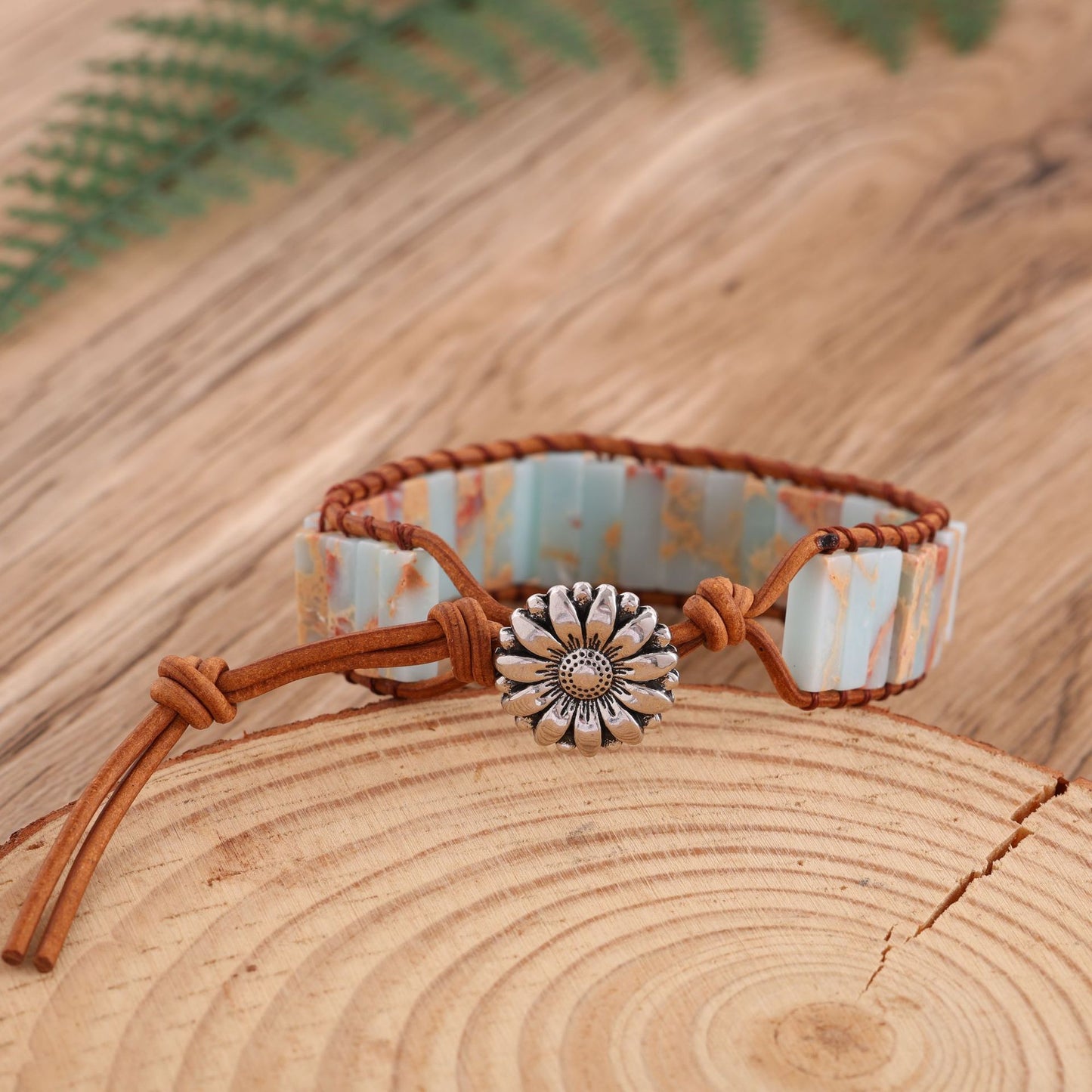 Natural Stone Imitated Handmade Woven Leather String Bohemian Bracelets