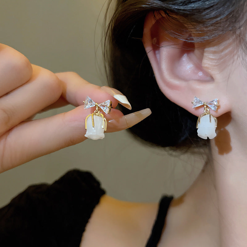 Women's Tulip Flower For Light Luxury Minority Micro Inlaid Zircon Stud Earrings