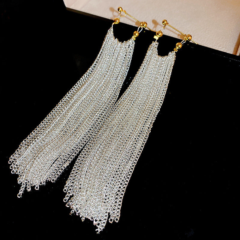 Women's Needle Leaf Sequined Tassel Exaggerated Personalized Earrings