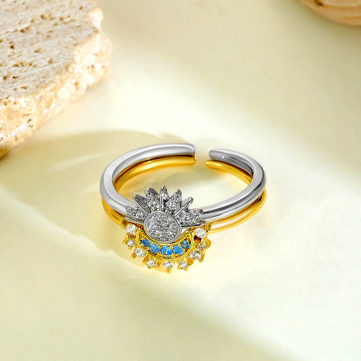 Sun Moon Stacked Female Lovers Opening Couple Hot Fashion Rings