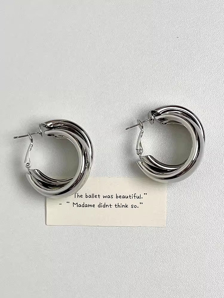 Style Geometric Metal Hoop France Designer Model Light Luxury High-grade Rings