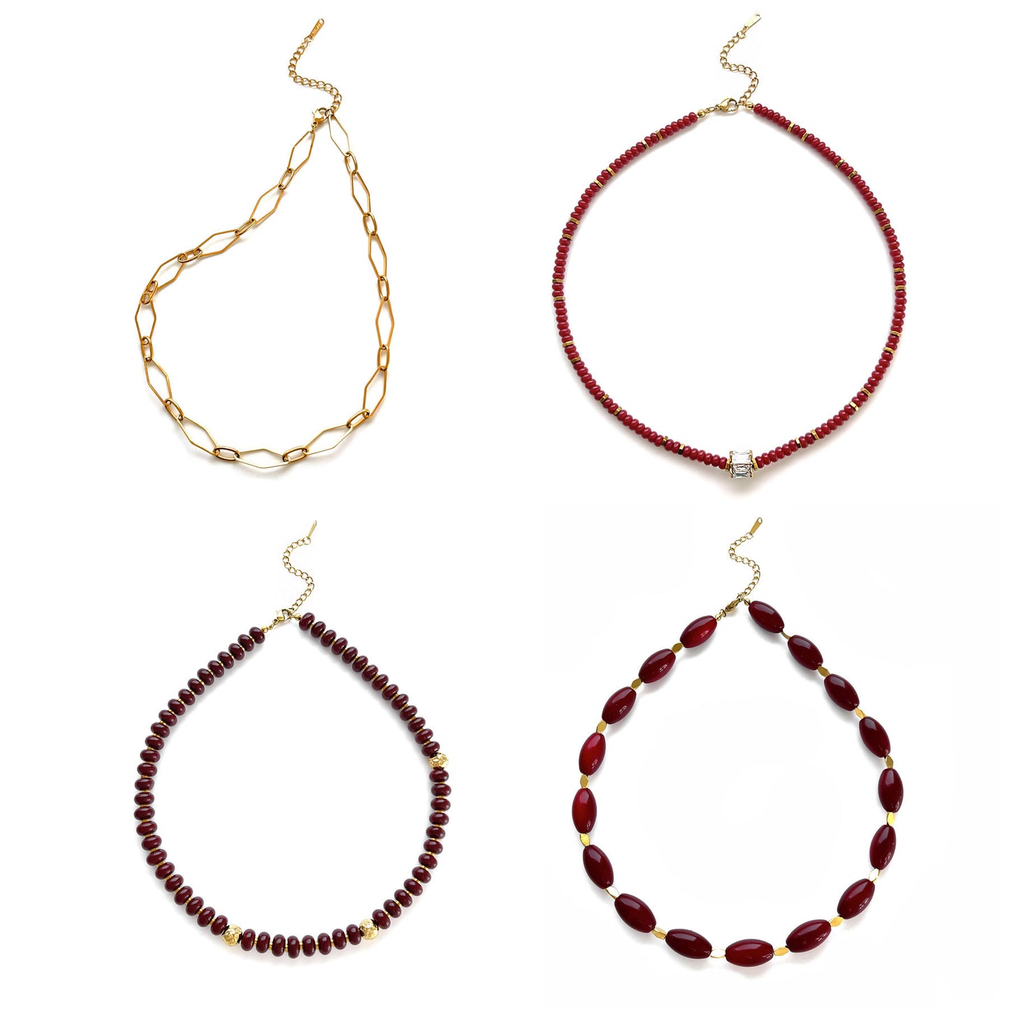 Women's Stainless Steel Glass Bead Beaded High-grade Versatile Light Luxury Necklace