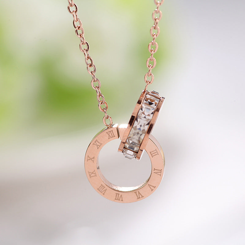 Women's Buckle Roman Diamond Titanium Steel Geometric Personalized Clavicle Rings