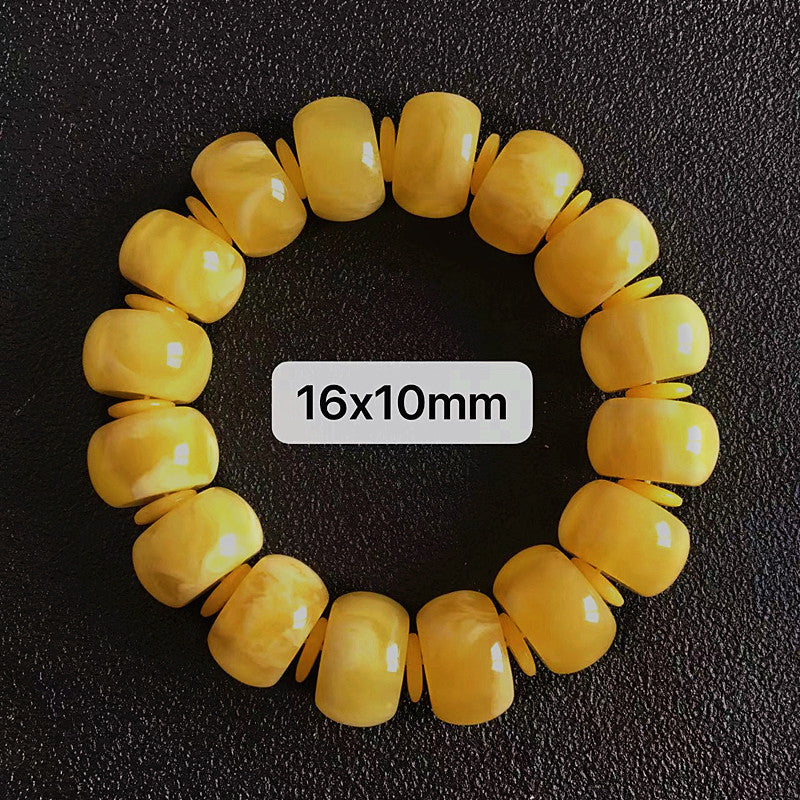 White Flower Block Of Wood Or Stone Amber Bracelets