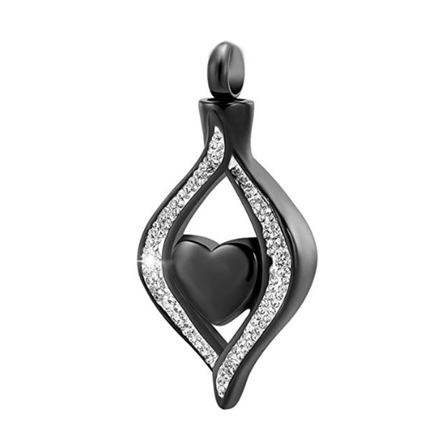 Heart Shape With Diamond Stainless Steel Perfume Bottle Pendants