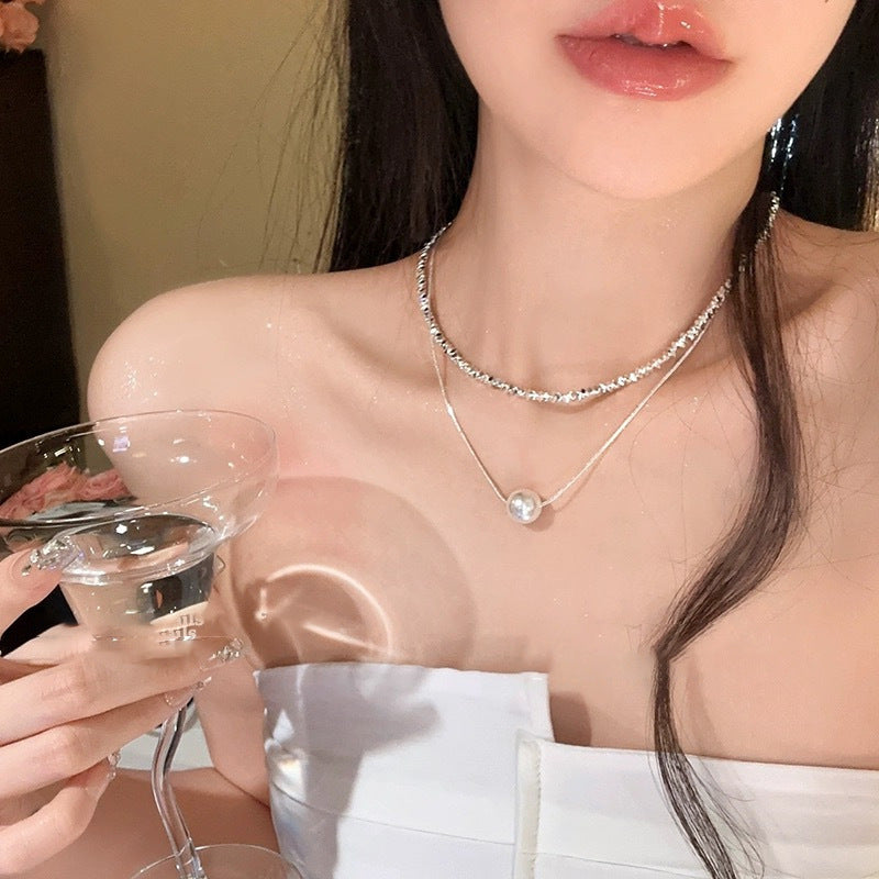 Women's Sier Pearl Summer Design Clavicle Chain Necklace