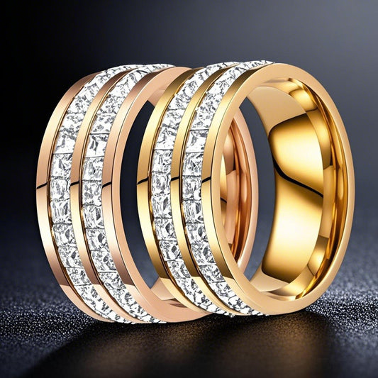 Stainless Steel Titanium Female French Style Starry Square Ring