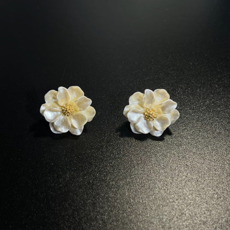 Vintage Pink Geometric Sweet Flowers Ear Stud Earrings