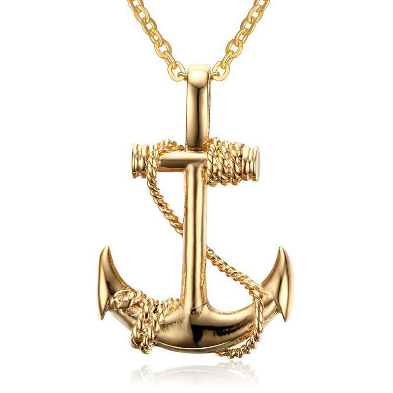 Men's Steel Boat Anchor Trendy Personality Vintage Cross Pendants