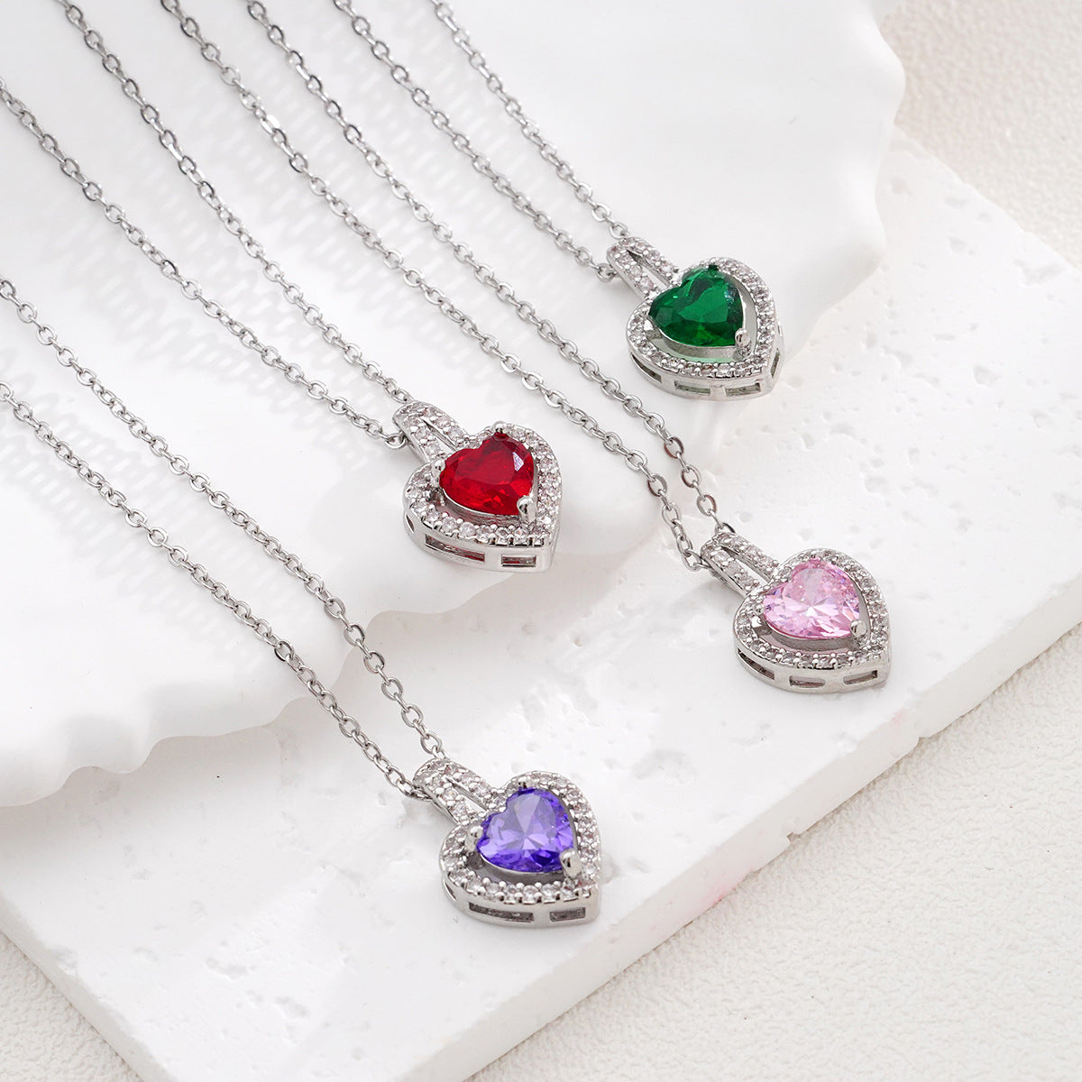 Women's Inlaid Zircon Fashion Heart-shaped Water Drop Necklaces