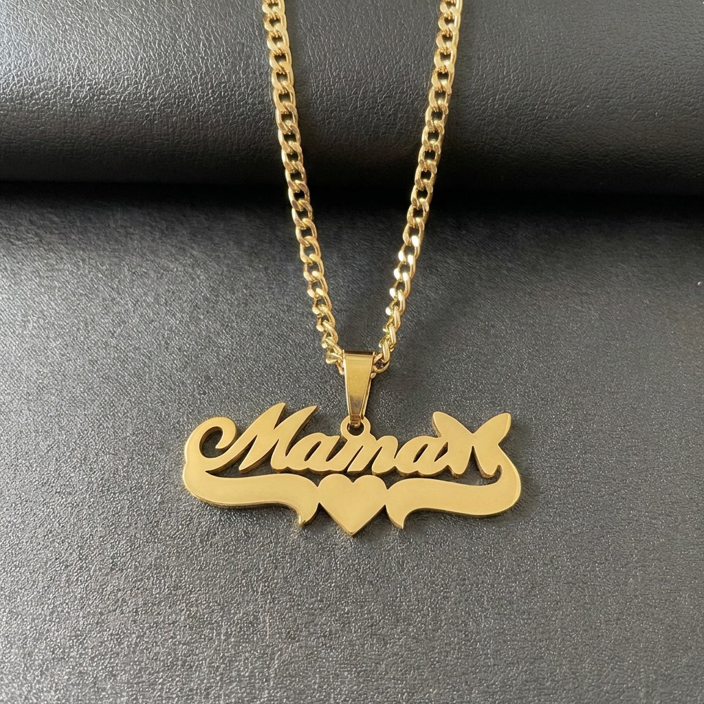 Love Butterfly Clavicle Chain English Frosted Necklaces