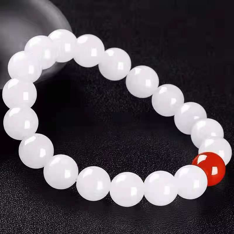 Women's Imitation Jade White Marble Agate Fashion Simple Crystal Stall Bracelet