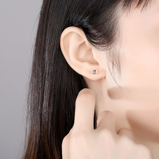 Bean-shaped Sterling Sier Simple Glossy Ball Earrings