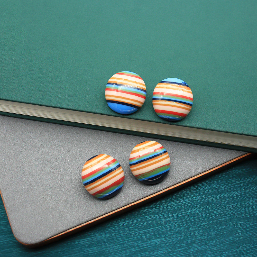 Dopamine Color Matching Plant Resin Rainbow Striped Dominic Rings