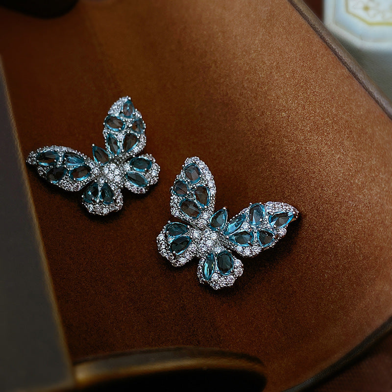 Zircon Butterfly Water Drop Ear Female Rings