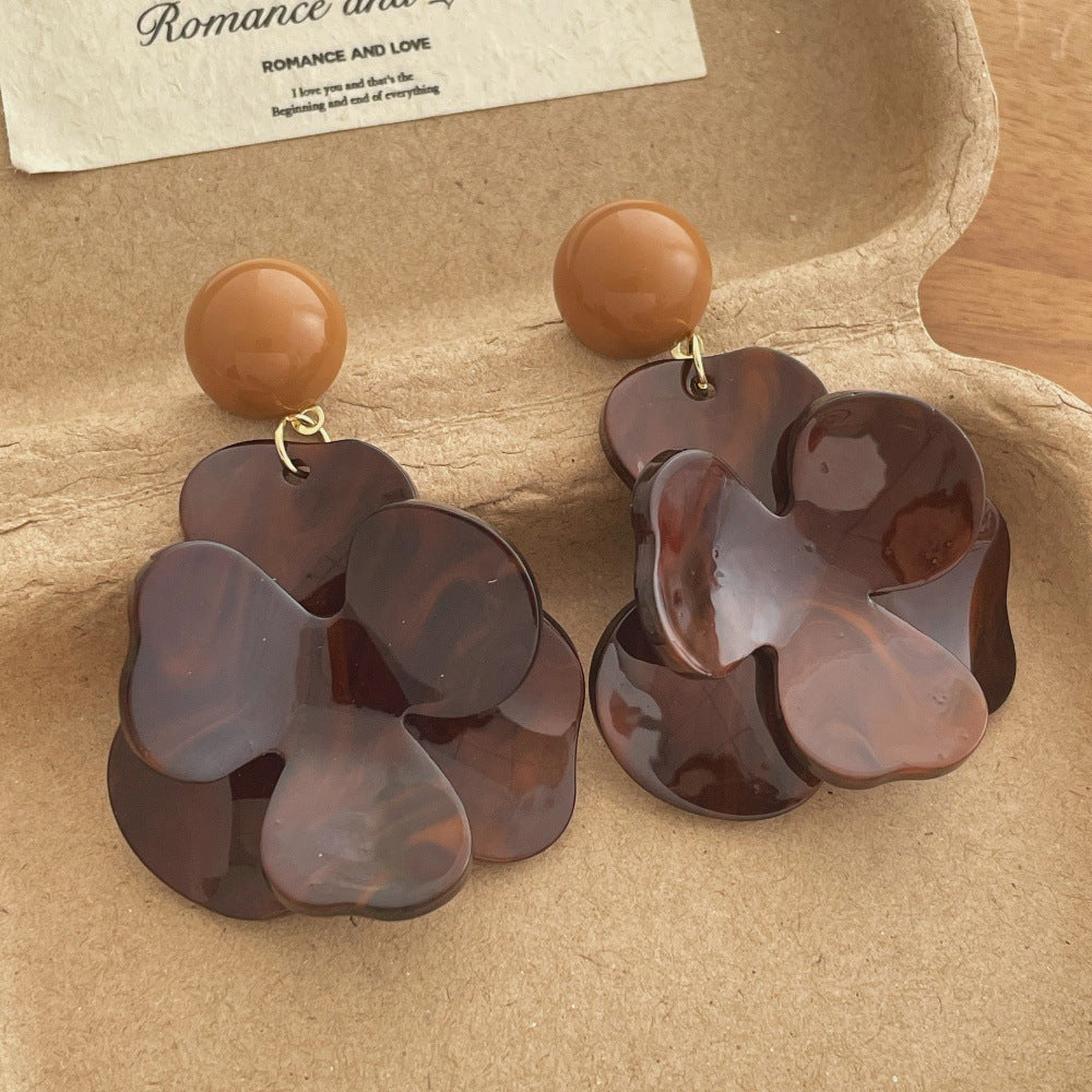 Retro Super Fairy Flowers Niche Temperament Vacation Style Mori Exaggerated Earrings