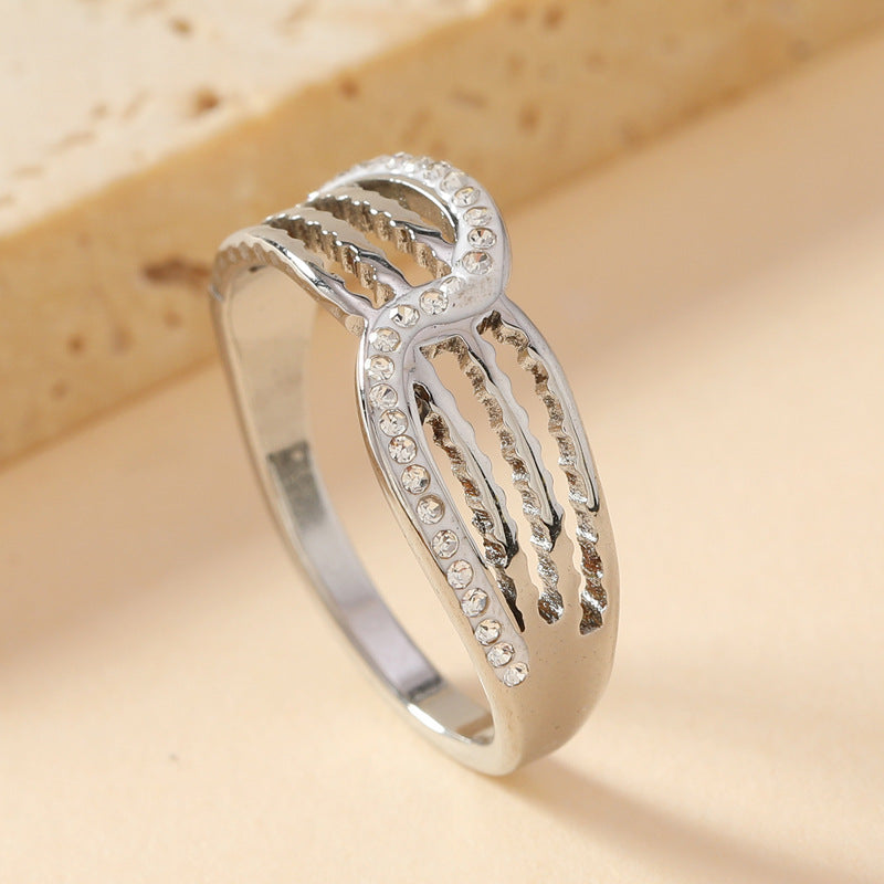 Stainless Steel Exaggerated Personalized Cut Hollow Line Rings