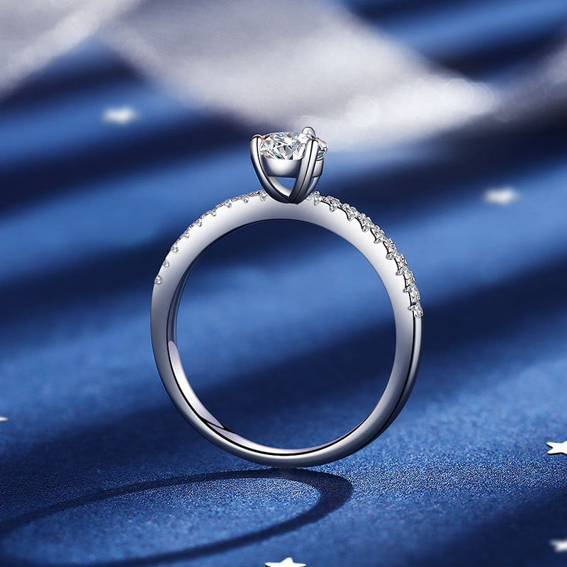 Sterling Sier Moissanite Water Drop Luxury Karat Color Ring