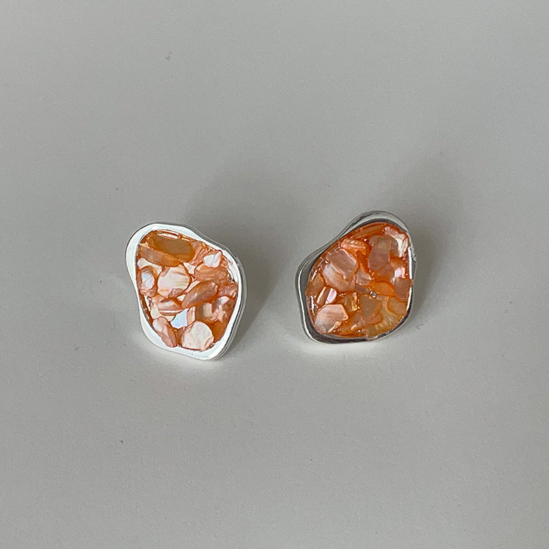 Broken Shell Irregular Ear Female Mild Luxury Retro Earrings