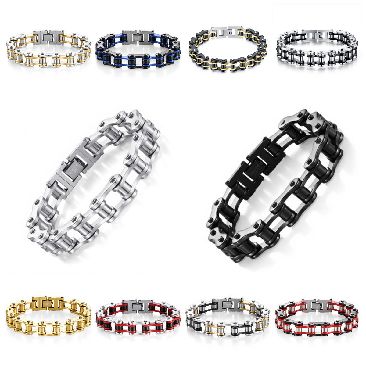 Men's Handmade Titanium Steel Bicycle Chain Hip Hop Motorcycle Trendy Bracelet