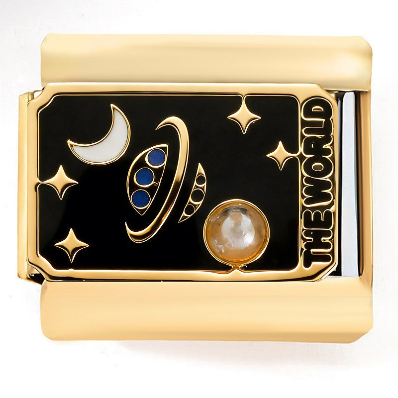 Women's Tarot Personality Crown Angel Planet Stainless Steel Elastic Color Charm Bracelet