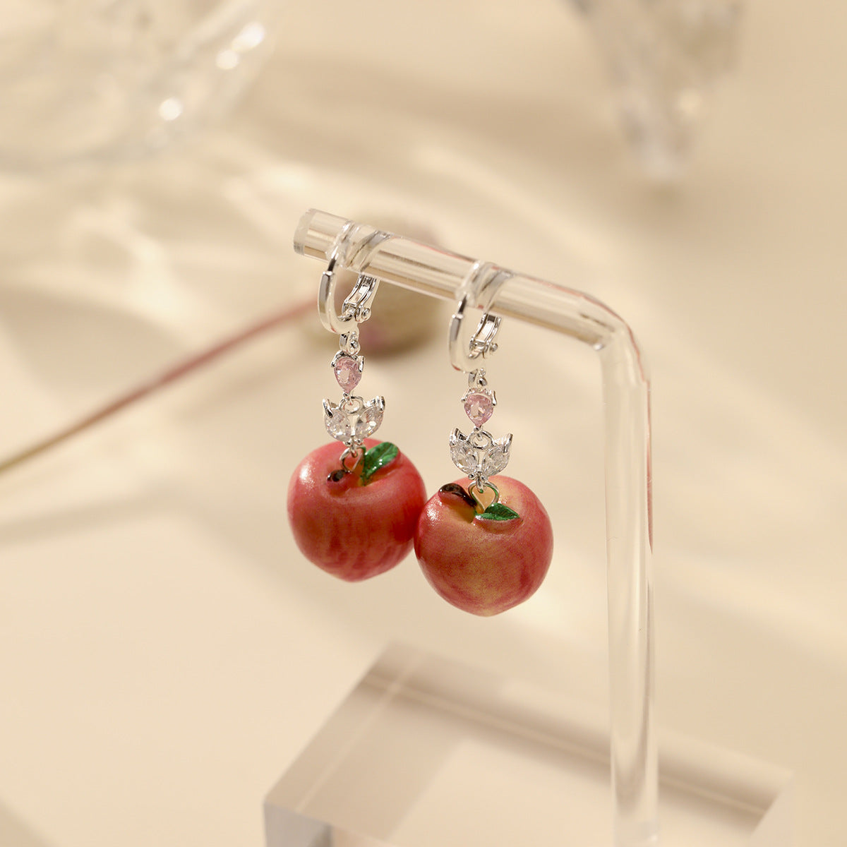 Zircon Simulation Apple Fruit Clip Cute Ear Buckle
