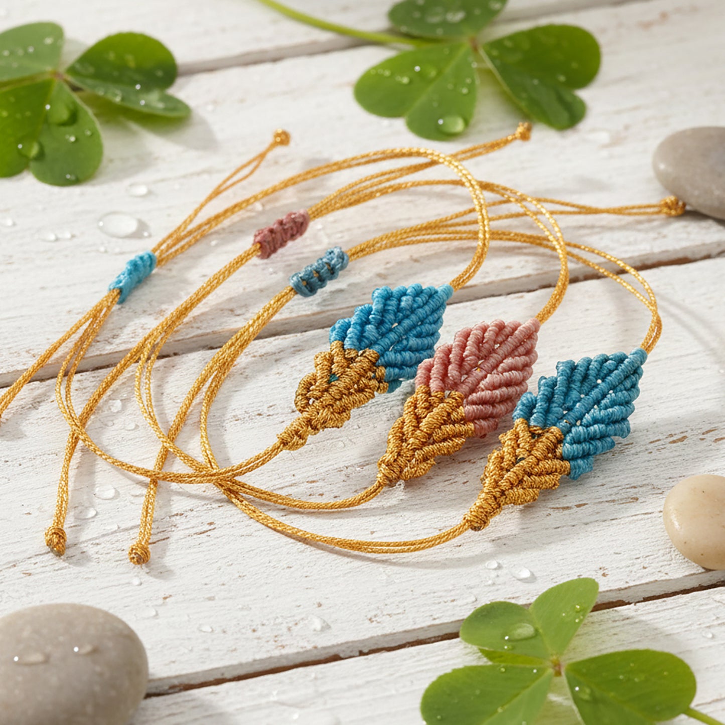 Pink Color Matching Multiple Pieces Adjustable Bracelets
