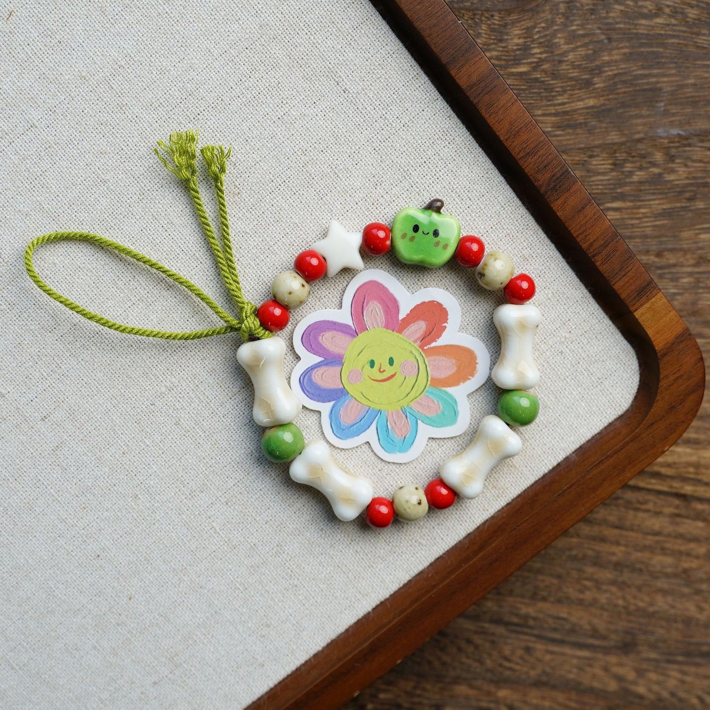 Cute Style Fresh Safe Christmas Ceramic Apple Paradise Couple Bracelet