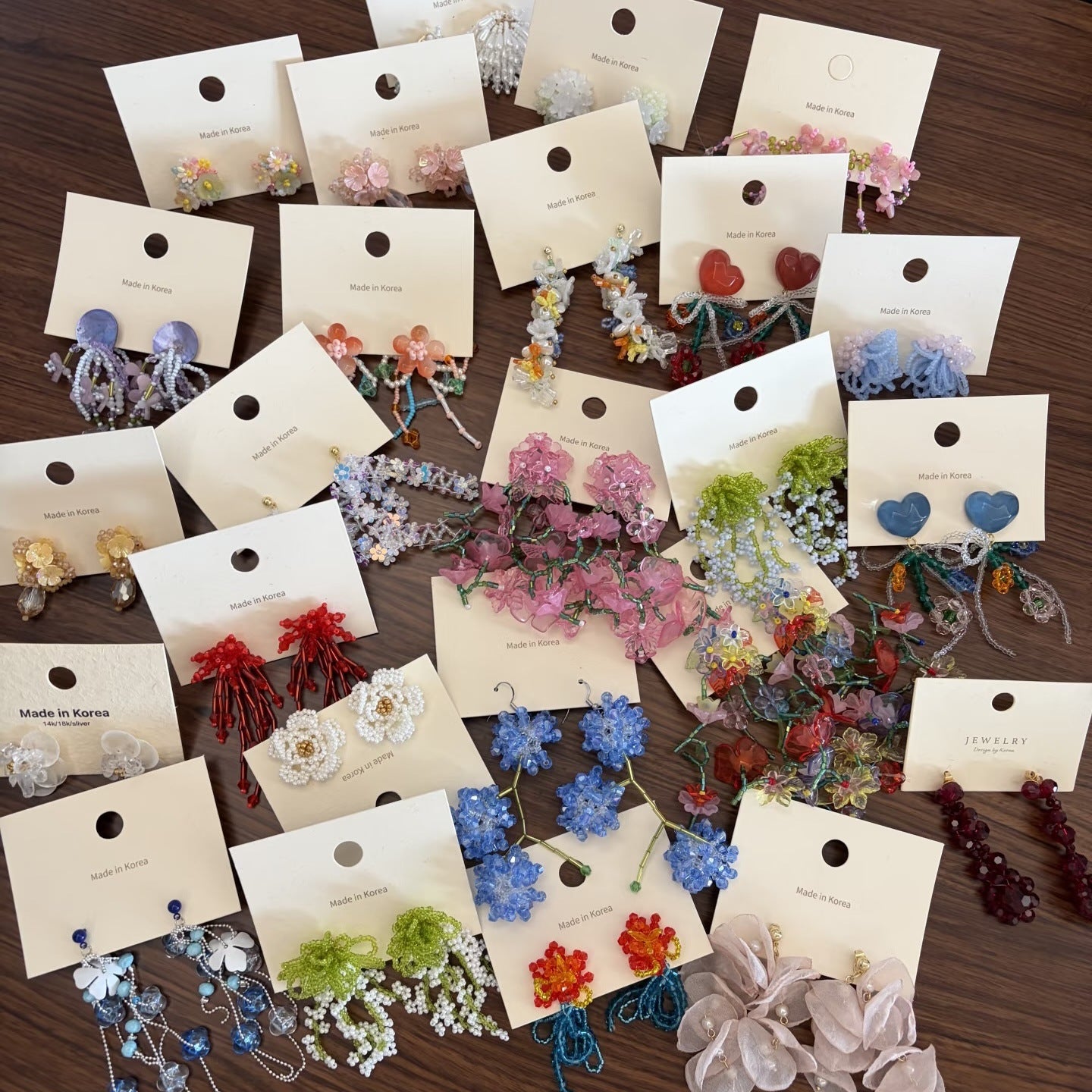 Dopamine Vacation Style Sier Needle Bead Flower Delicate Indie Earrings