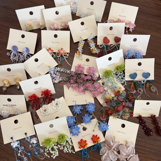 Dopamine Vacation Style Sier Needle Bead Flower Delicate Indie Earrings