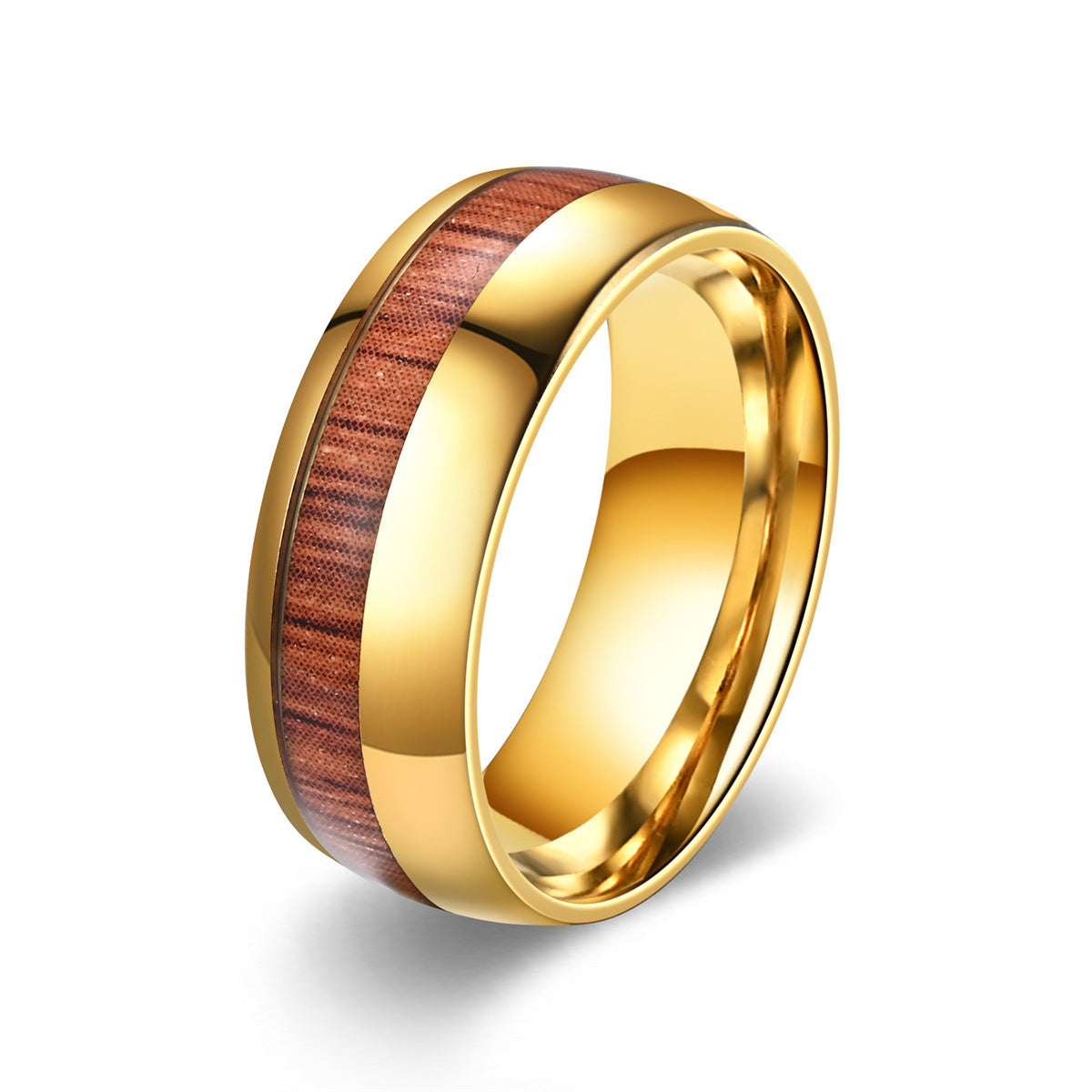 Men's Acacia Titanium Steel Fashion Personality Wood Rings