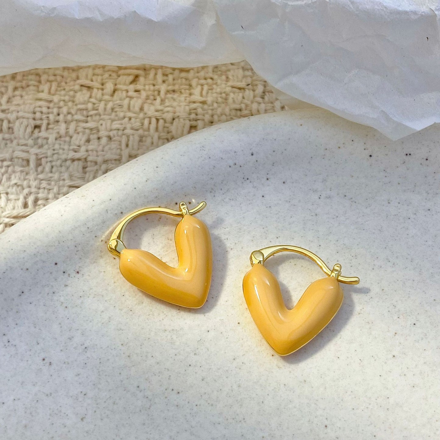 Plated Real Gold Ginger Flower Enamel Drip Glazed Female Sweet Earrings