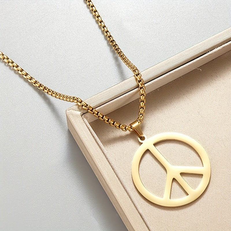 Men's Titanium Steel Stainless Korean Style Sweater Chain Peace Necklace