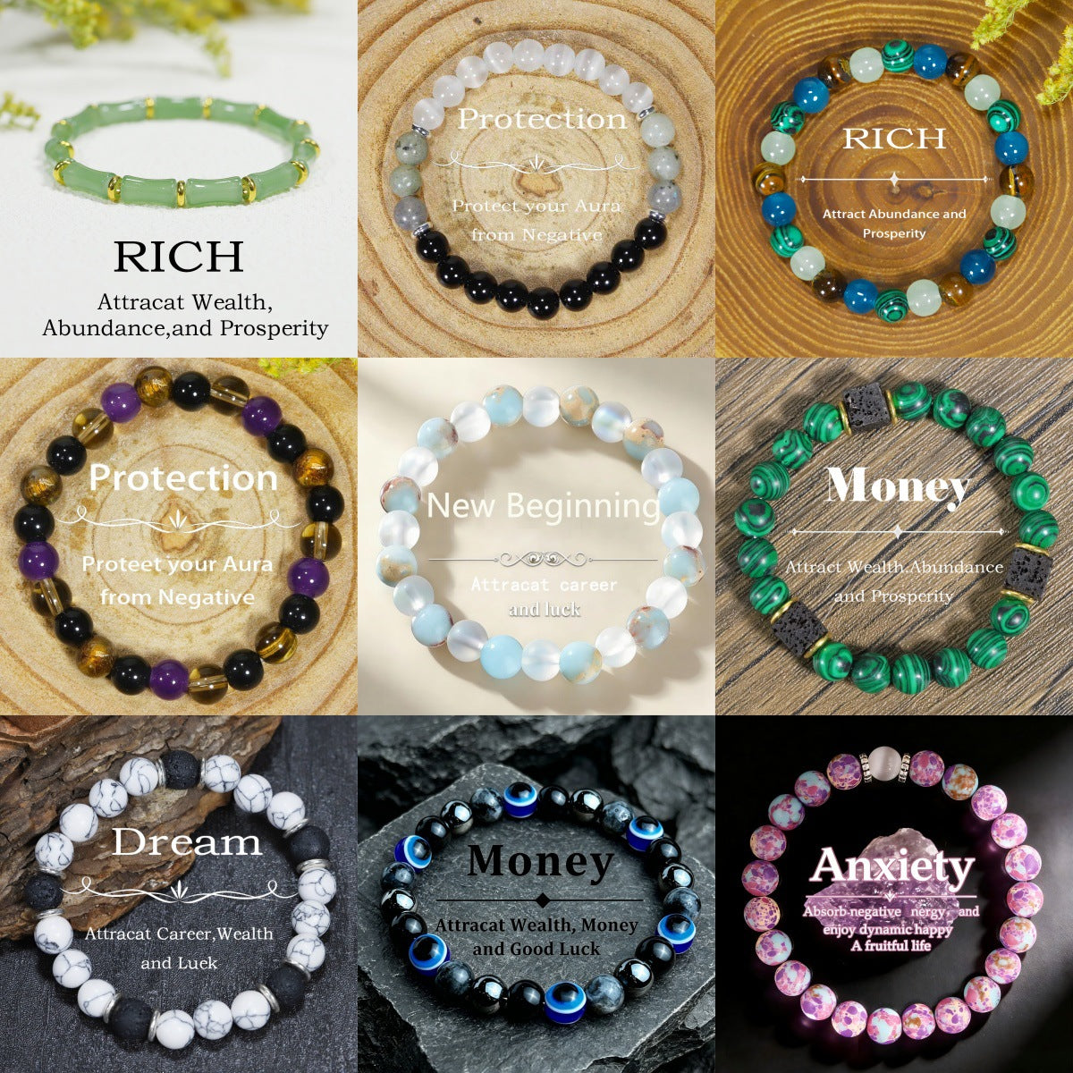 Tigereye Natural Stone Beaded Crystal Unisex Bracelet