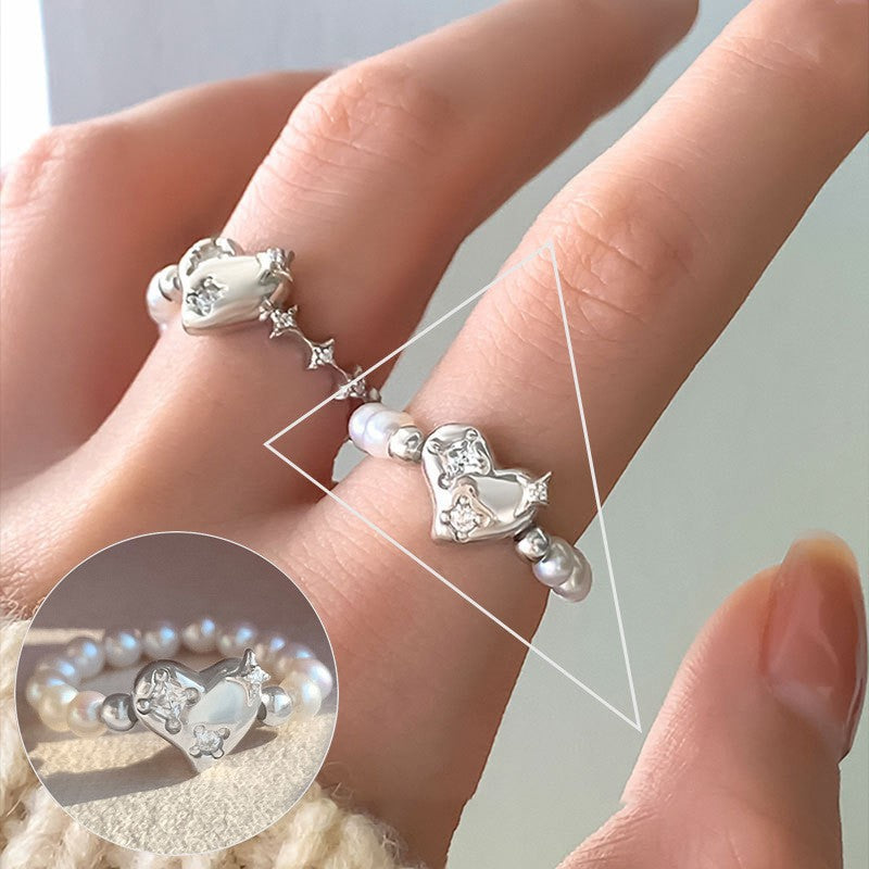 Women's Pull-out Adjustable Retro Fashion Flower Tassel Chain Ring