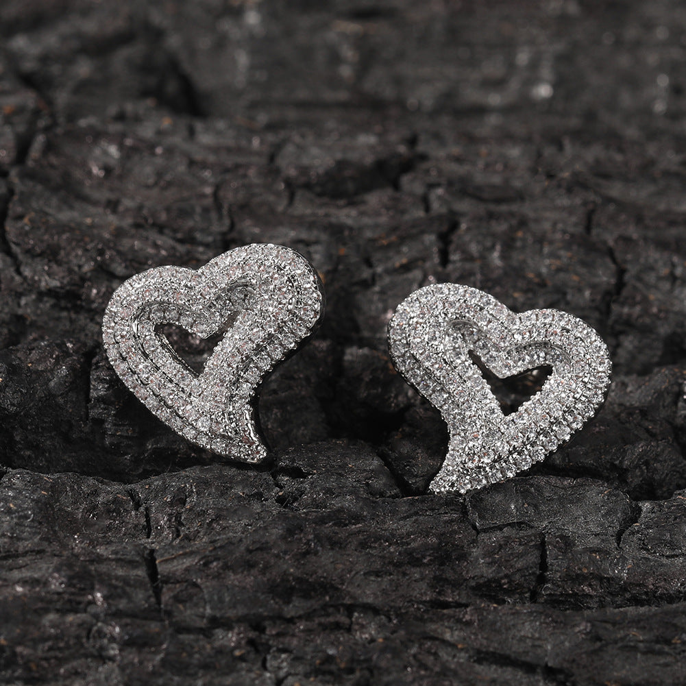 Hollow Love Heart Retro Affordable Luxury Fashion Hip Stud Earrings