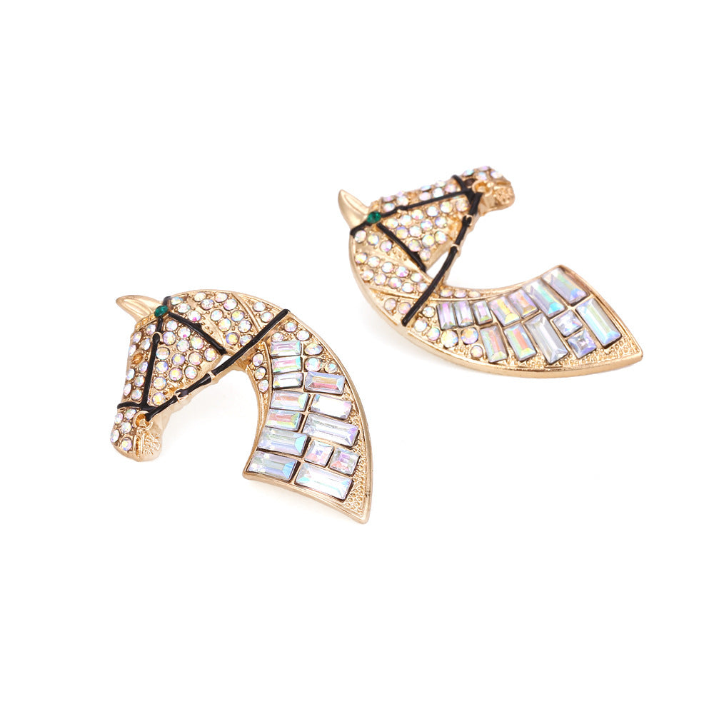 Diamond Graceful Personality Alloy Dripping Oil Colorful Crystals Earrings