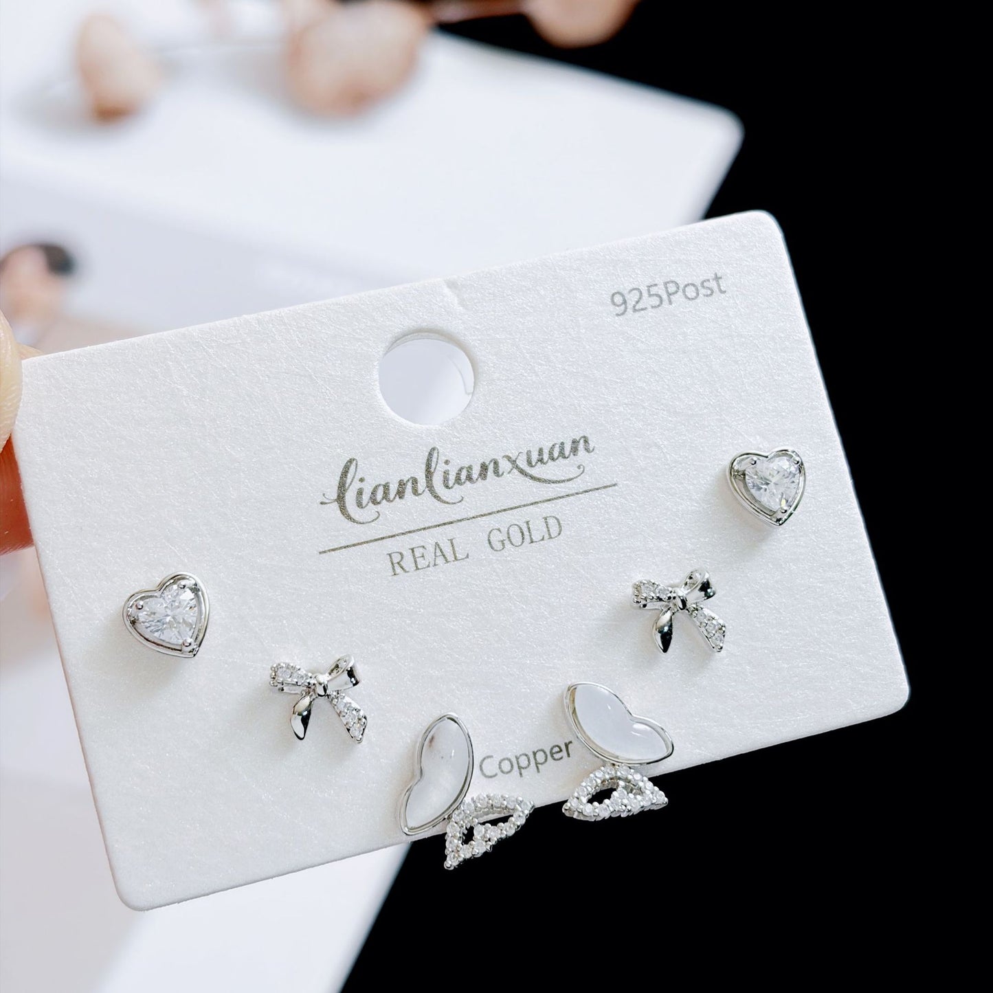 Women's Needle Simple Series Three Pairs Storage Ear Rings