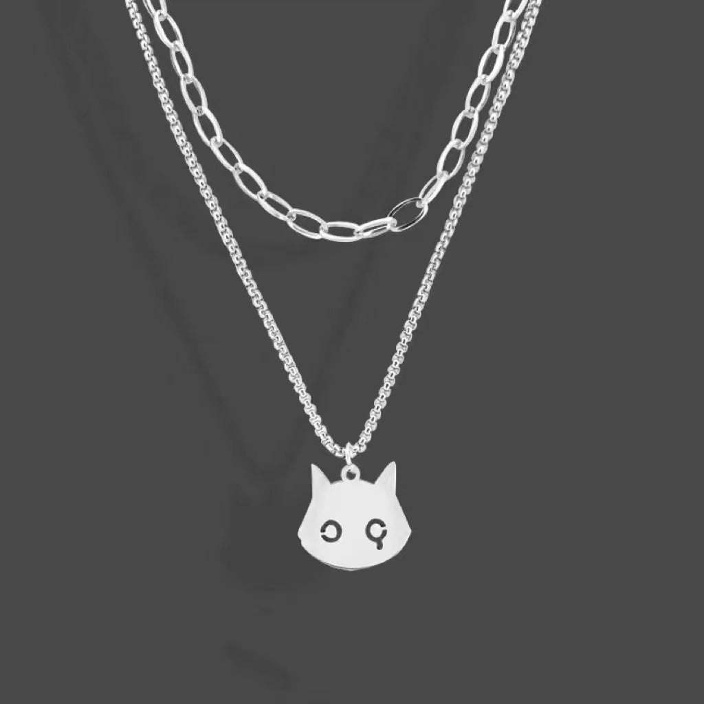 Titanium Steel Devil Kitten Cartoon Chain Hip Necklace