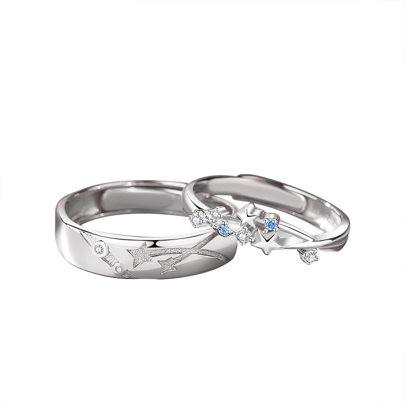 Star Couple Sterling Sier Niche High-grade Wind Meteor Rings