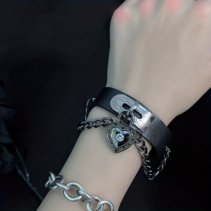 Peach Heart Lock Chain Personality Trend Bracelets
