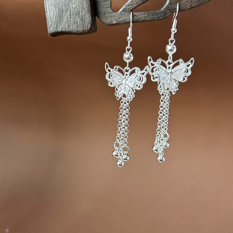 Sier Ethnic Style Peacock Retro Ear Hook Vintage Scenic Spot Earrings