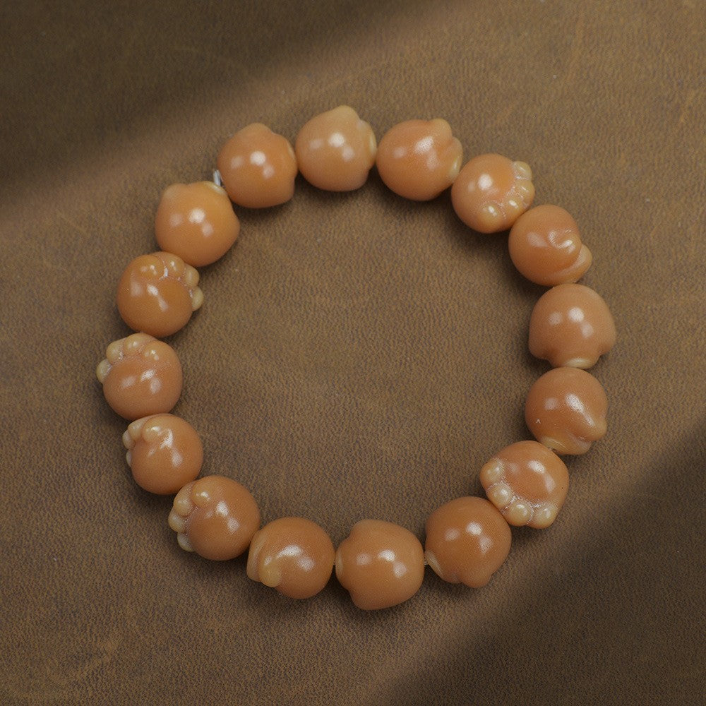 Men's Natural Bodhi Carving Cat's Paw Female Hand Toy Bracelet