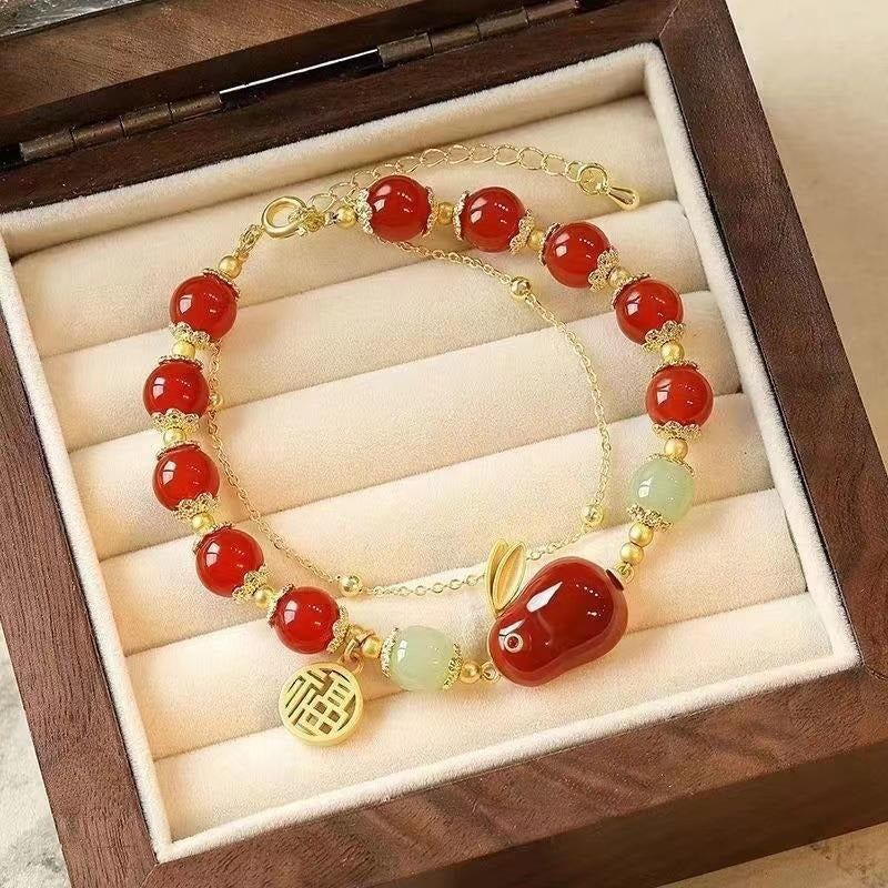 Women's Jade Rabbit Blessing Card For Design Good-looking Girlfriends Bracelets