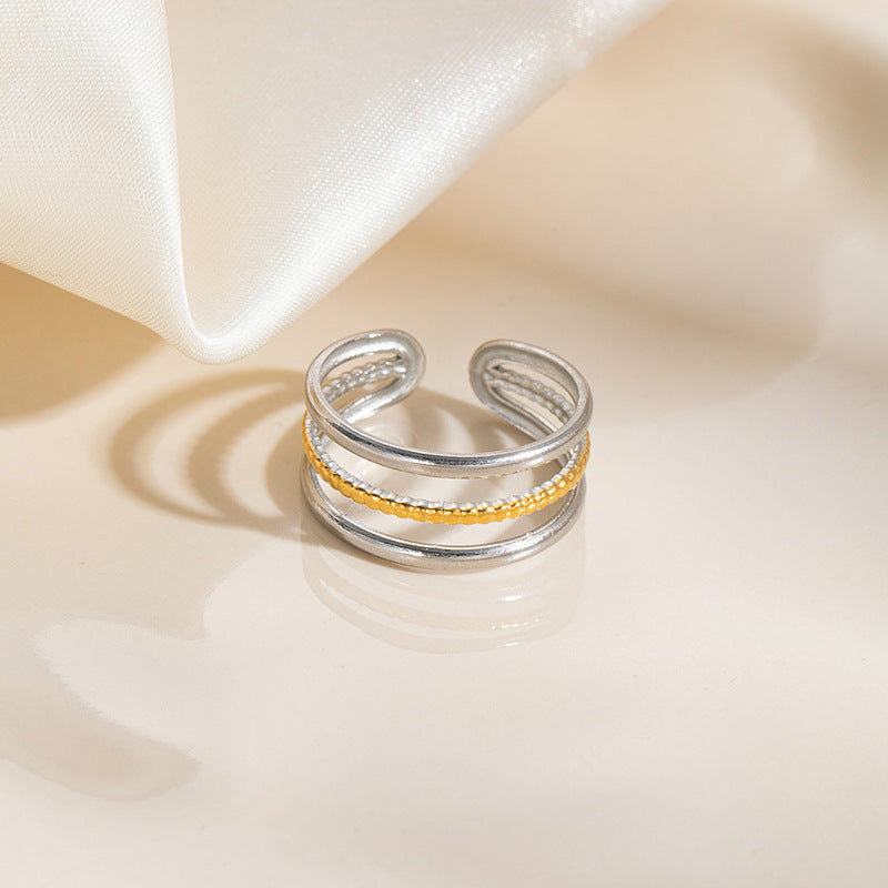 Room Gold Geometric Shell Stainless Steel Niche Color Matching Star Ring