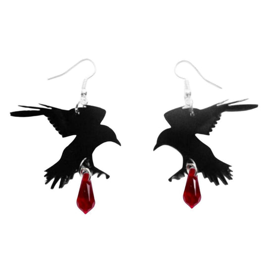 Black Romantic Crow Gothic Punk Alternative Earrings