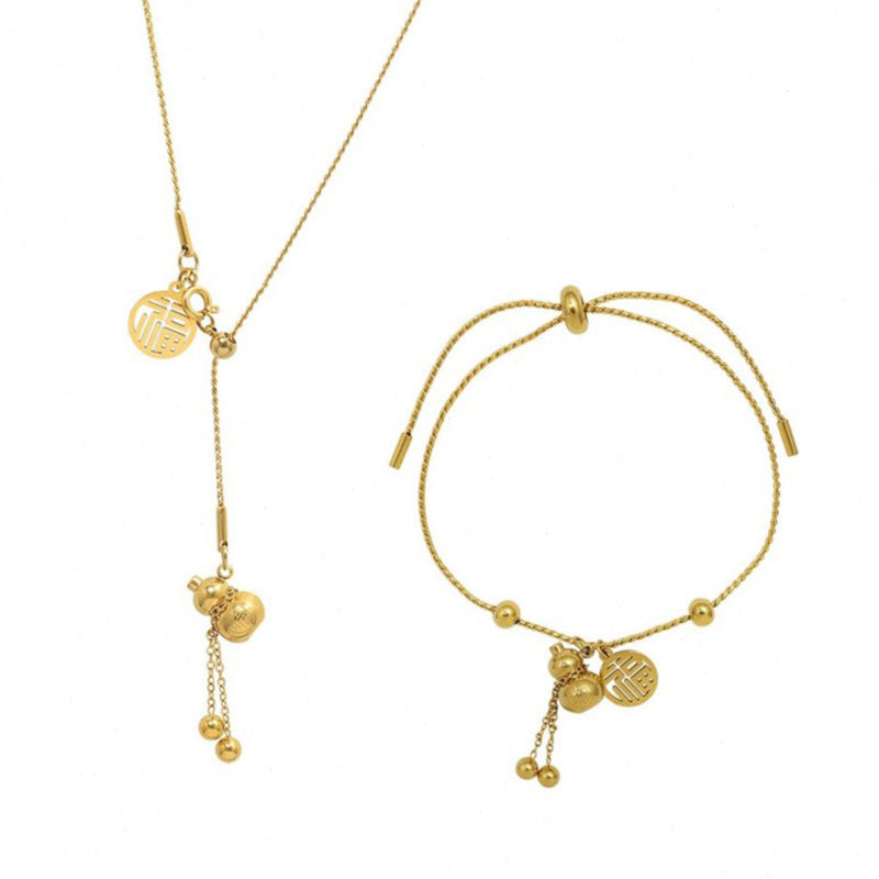 Women's Gold Design Sense Blessed Gourd Pull Pendants